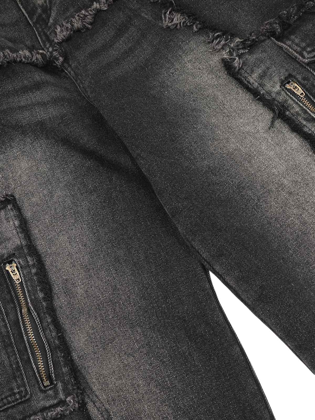 Tntwear Detressed Raw Edge Multi-pocket Cargo Jeans - tntwear1