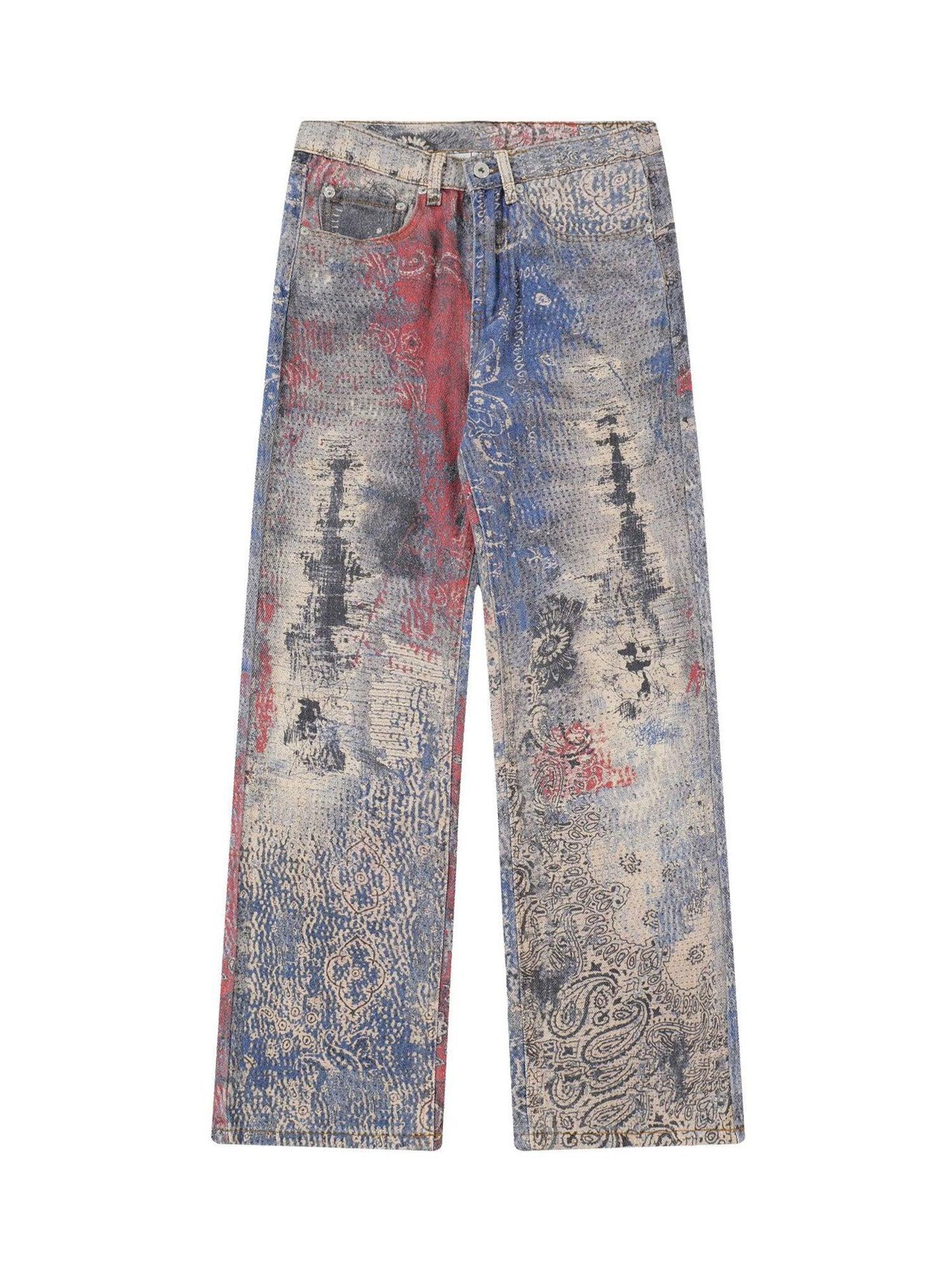 Tntwear Paisley Printed Jeans - 2186 - tntwear1