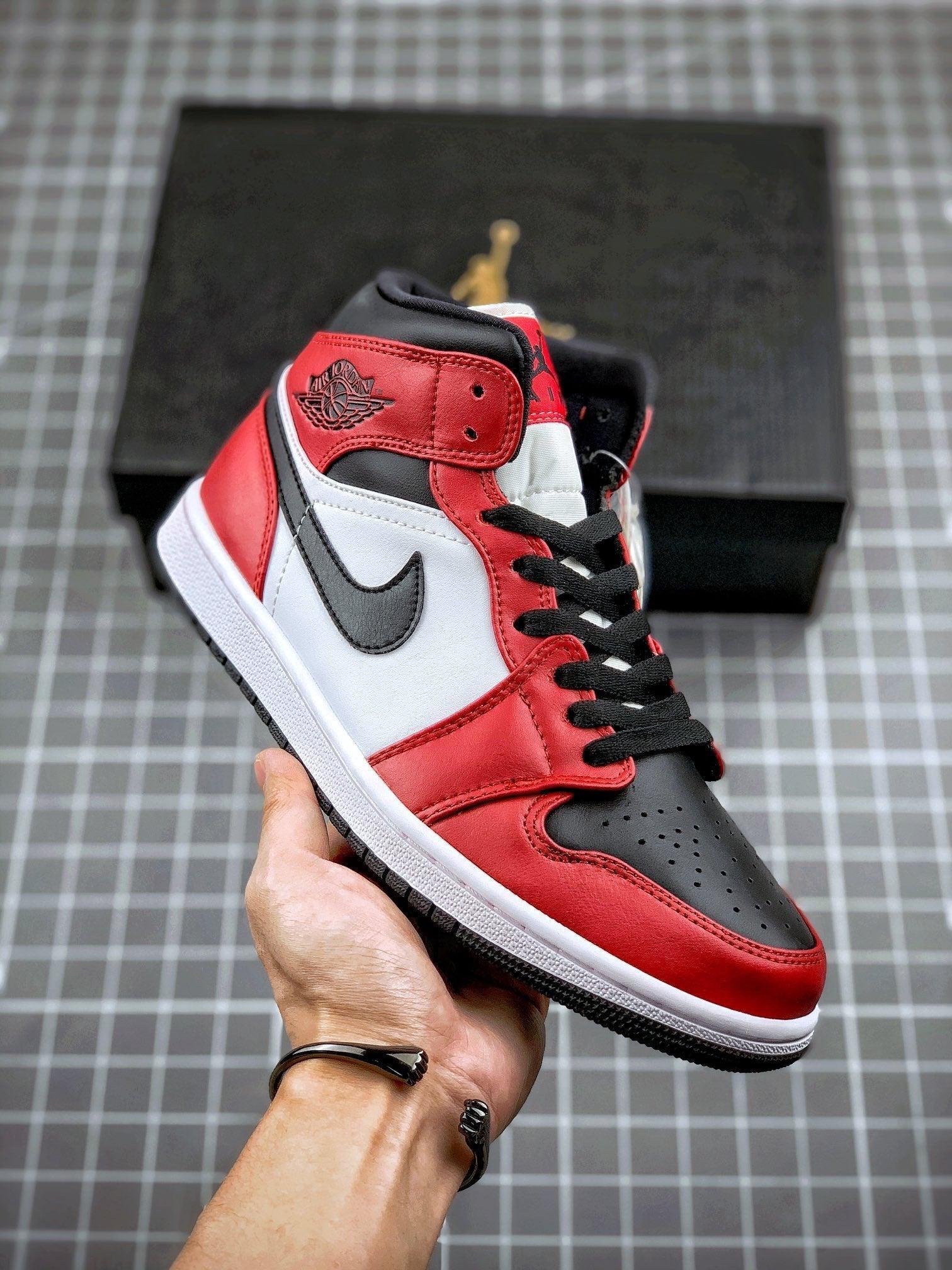 Custom Air Jordan 1 Mid “Gym Red” 554724-069 - tntwear1