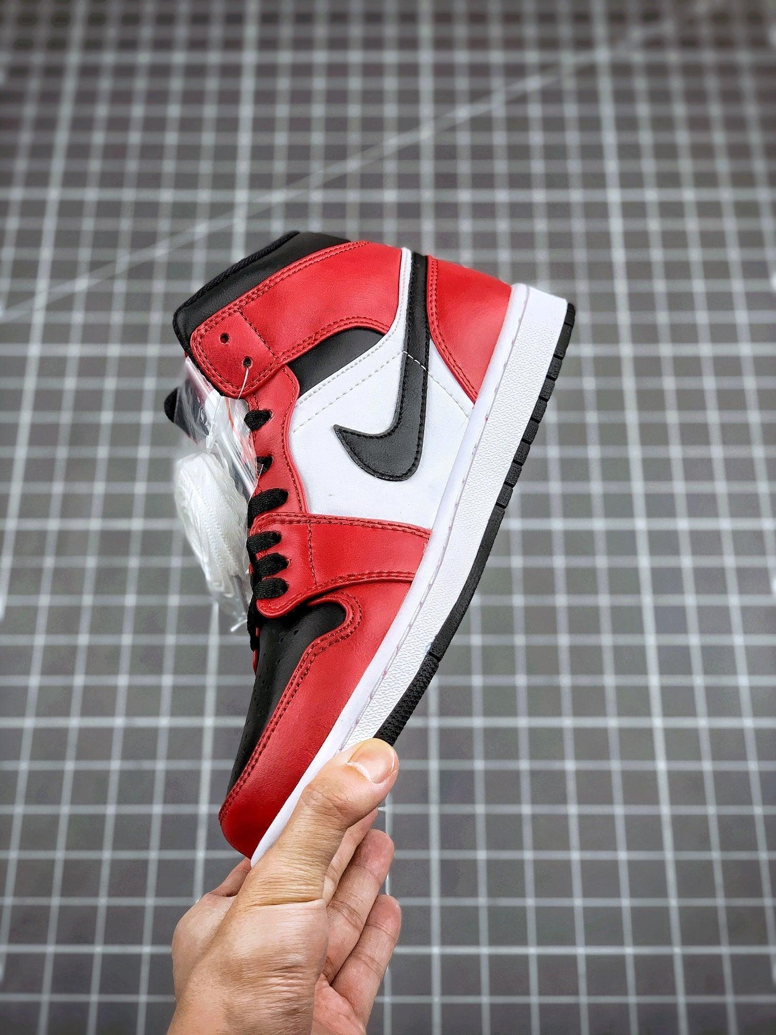 Custom Air Jordan 1 Mid “Gym Red” 554724-069 - tntwear1