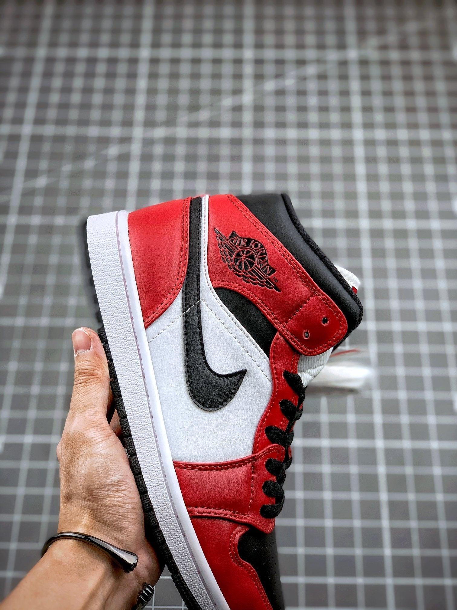 Custom Air Jordan 1 Mid “Gym Red” 554724-069 - tntwear1