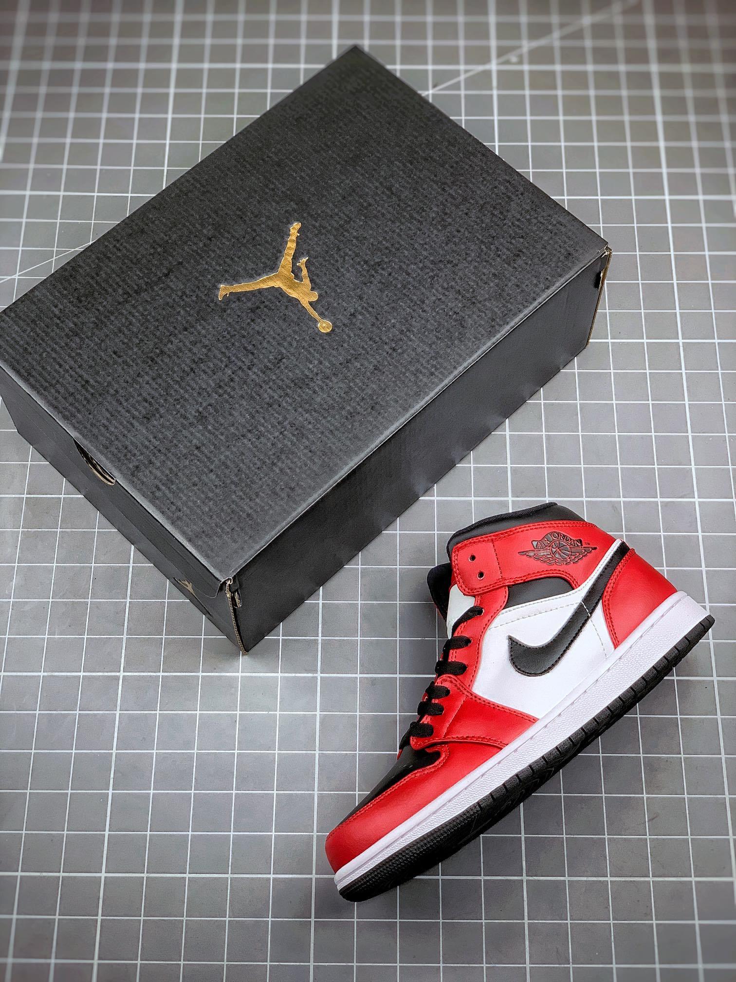 Custom Air Jordan 1 Mid “Gym Red” 554724-069 - tntwear1