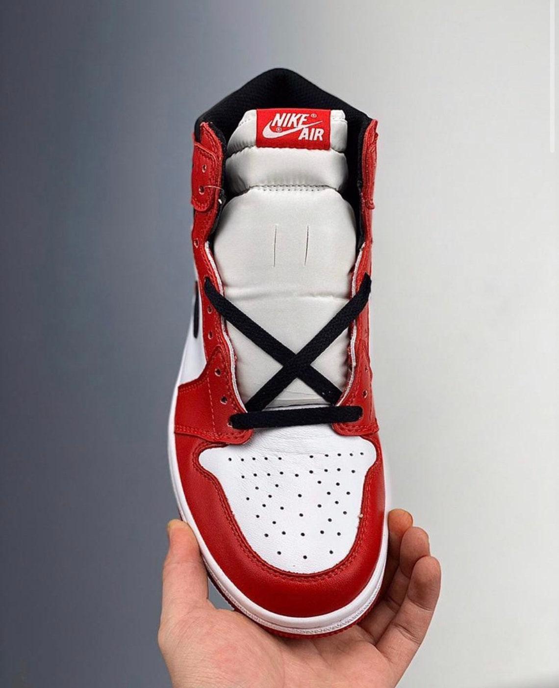 Custom RED Black White Jordan 1 CHICAGO High Q AJ1 UNISEX ( Customs And Box ), Jordan 1 Sneakers FREE SHIPPING WITH FEDEX - tntwear1