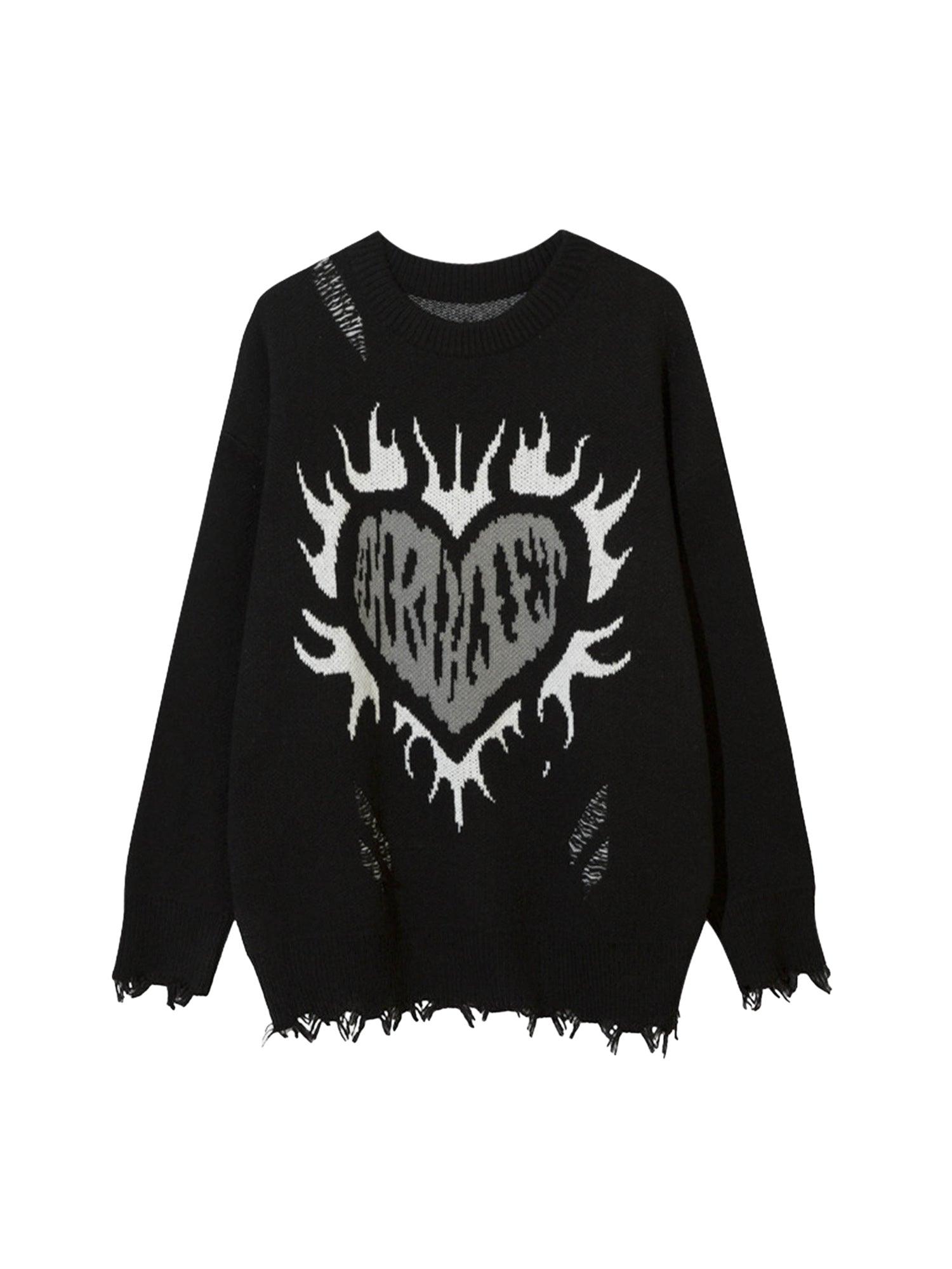 Tntwear Creative Flame Heart Sweater - tntwear1