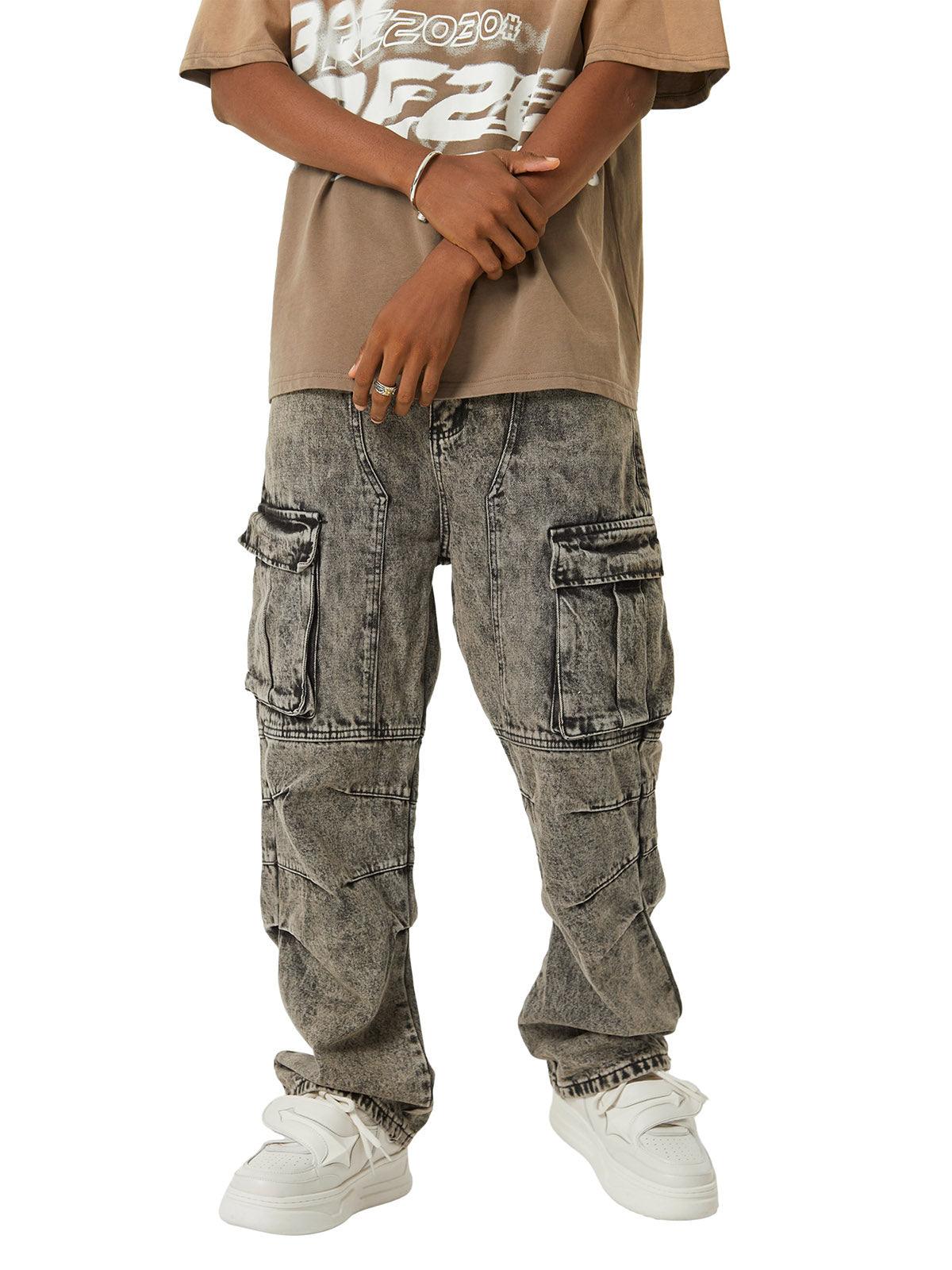 Tntwear American Street Style Washed Distressed Work Jeans - tntwear1