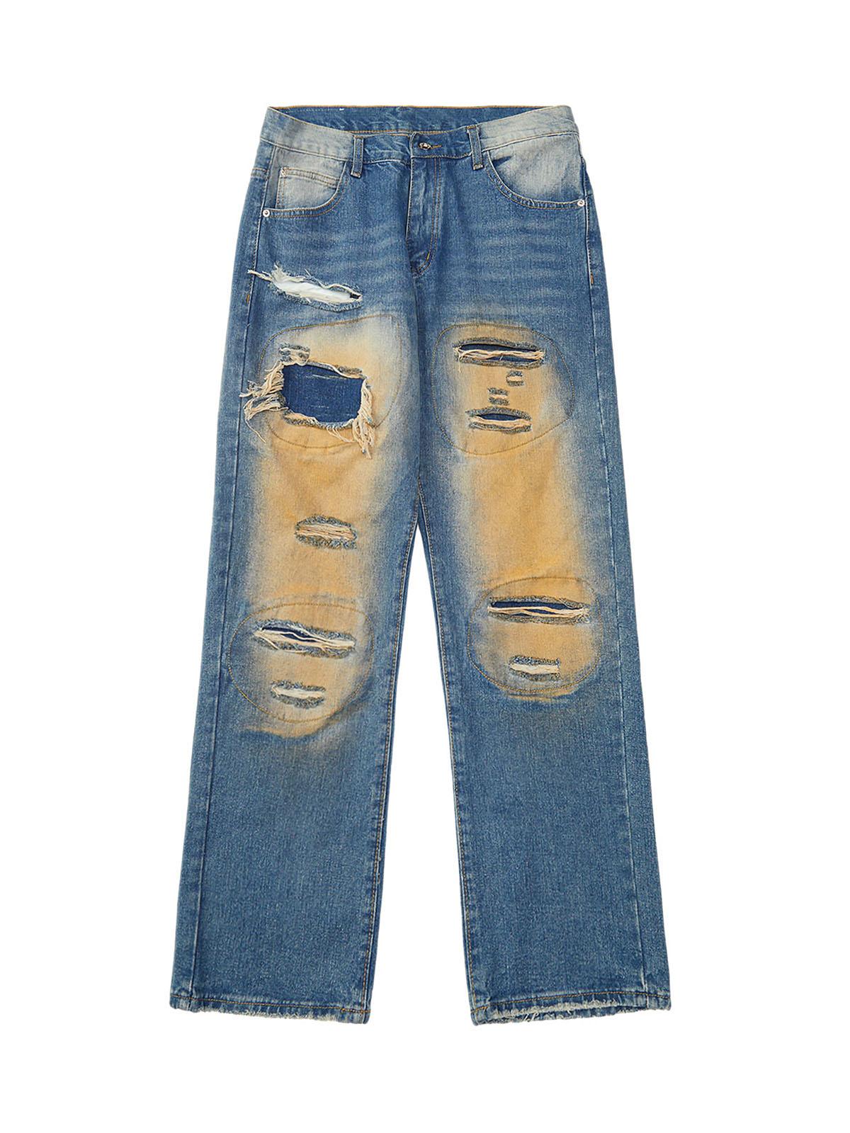 Tntwear High Street Washed Spray Paint Ripped Jeans - tntwear1