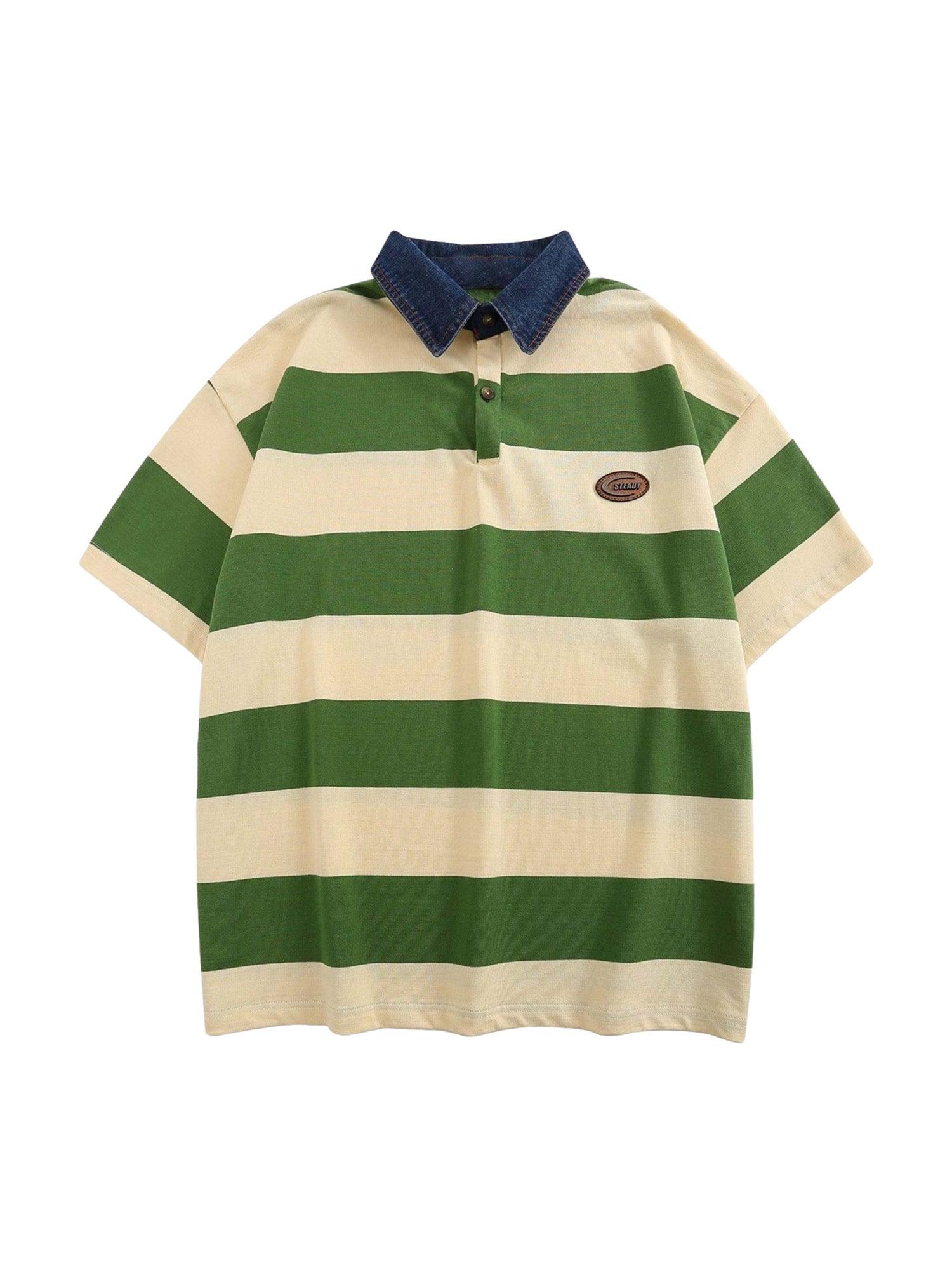 Tntwear Vintage Color Striped Polo Shirt - tntwear1