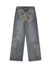 Tntwear Appliqued Butterfly Embroidered Jeans - tntwear1