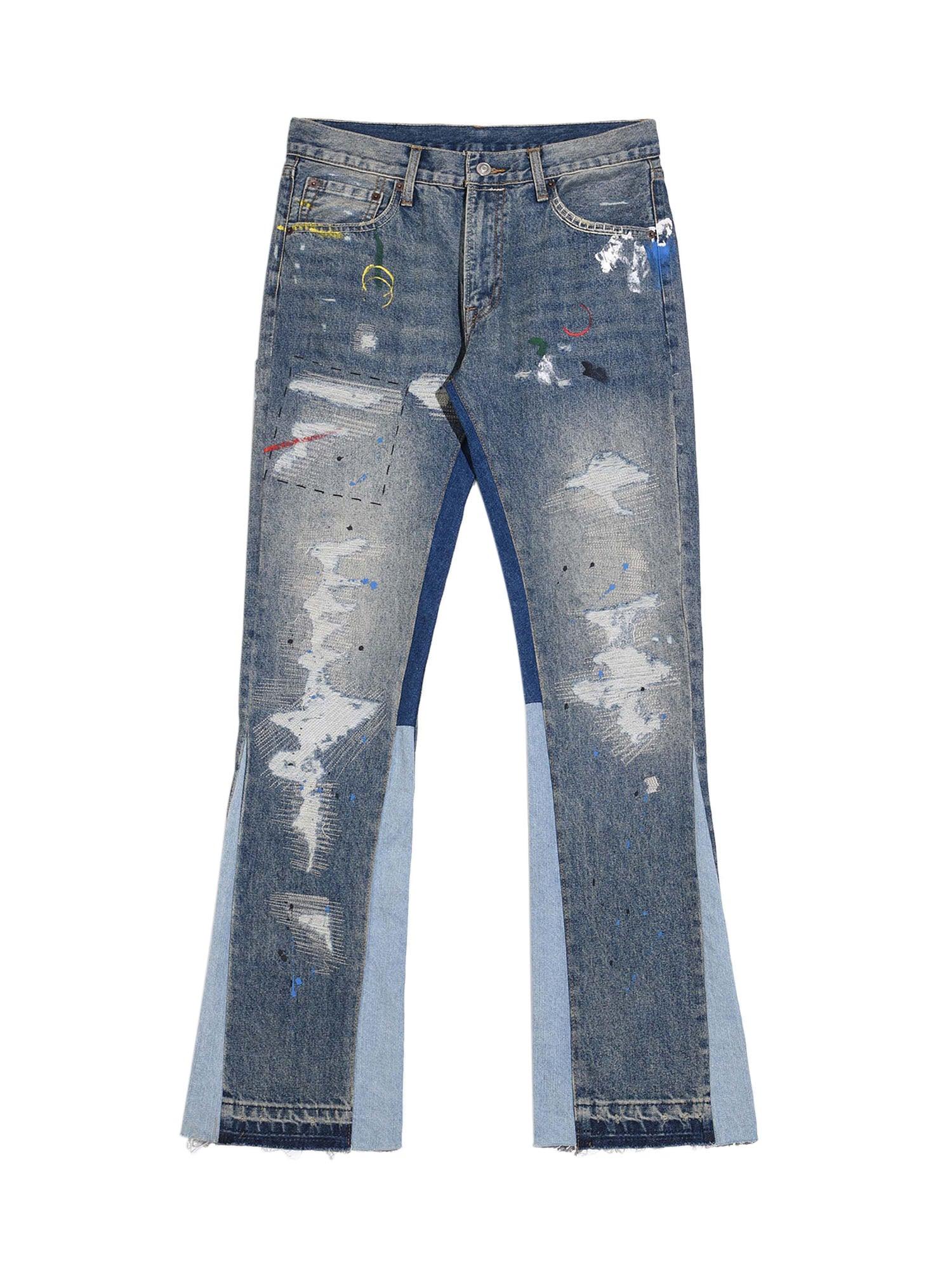 Tntwear Splashing Ink Patchwork Jeans - tntwear1