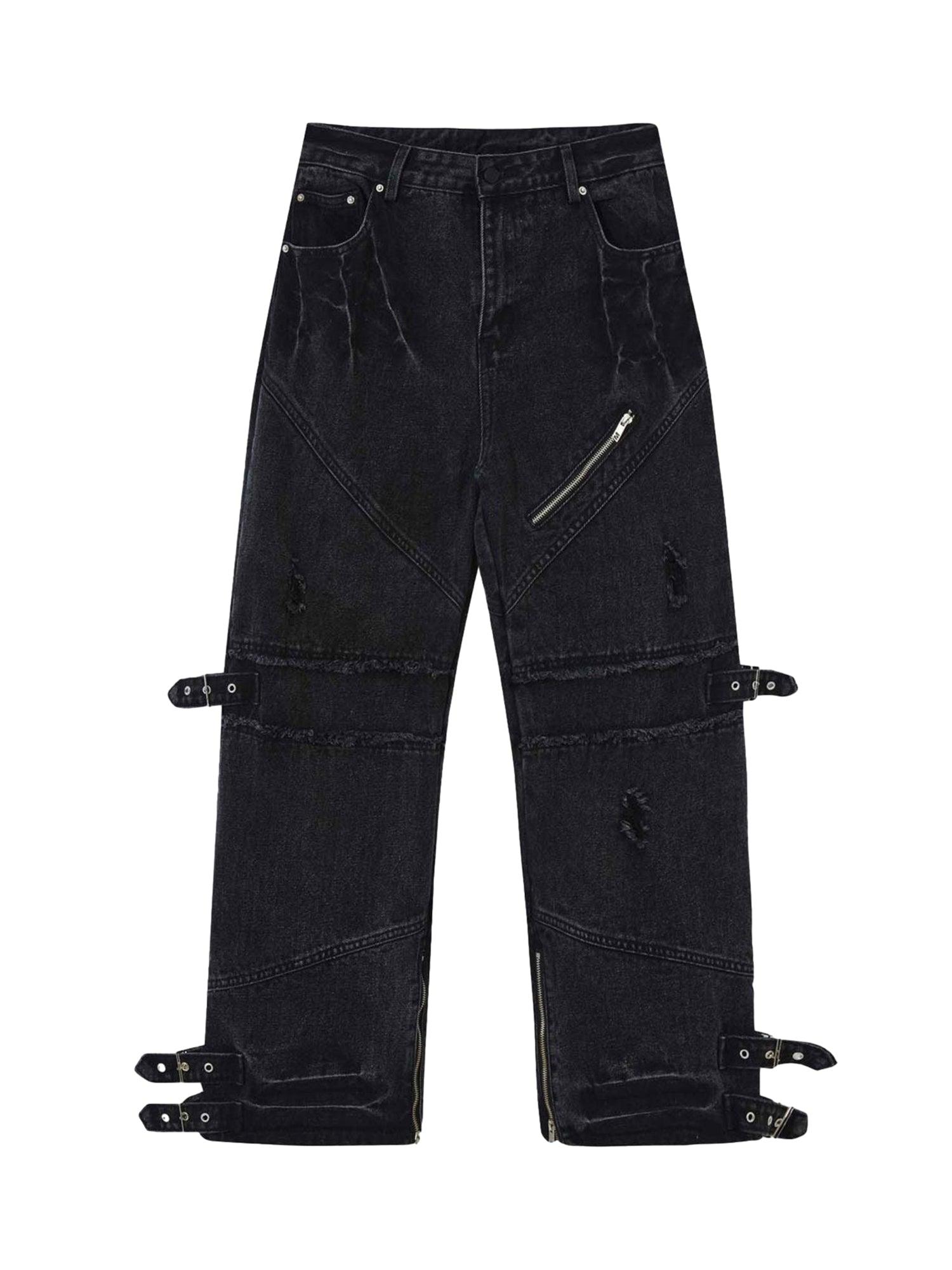 Hip-hop Retro Wash Old Punk Denim Pants-1456 - tntwear1