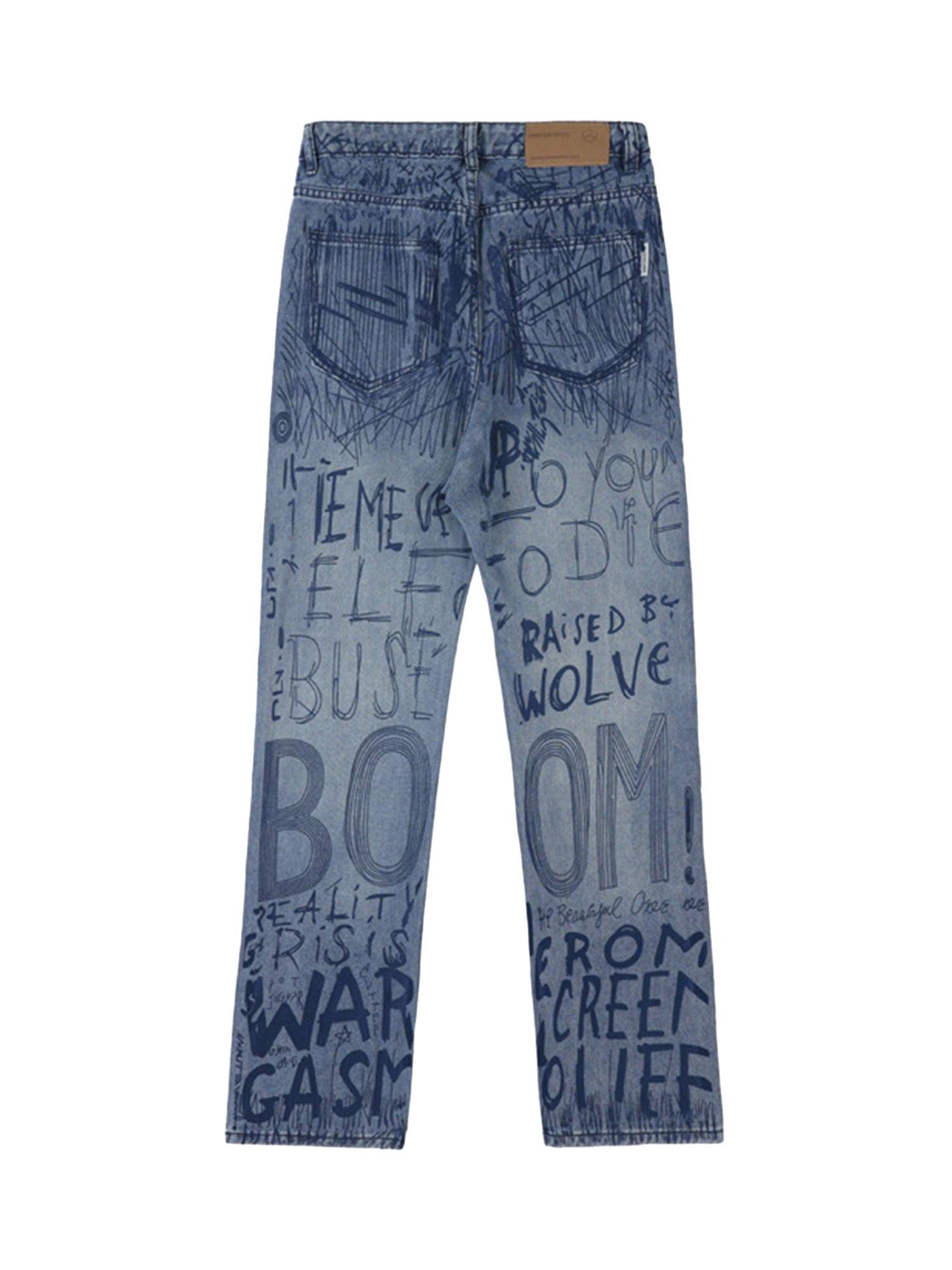 Tntwear Hip-hop Graffiti Alphabet Jeans - 1743 - tntwear1