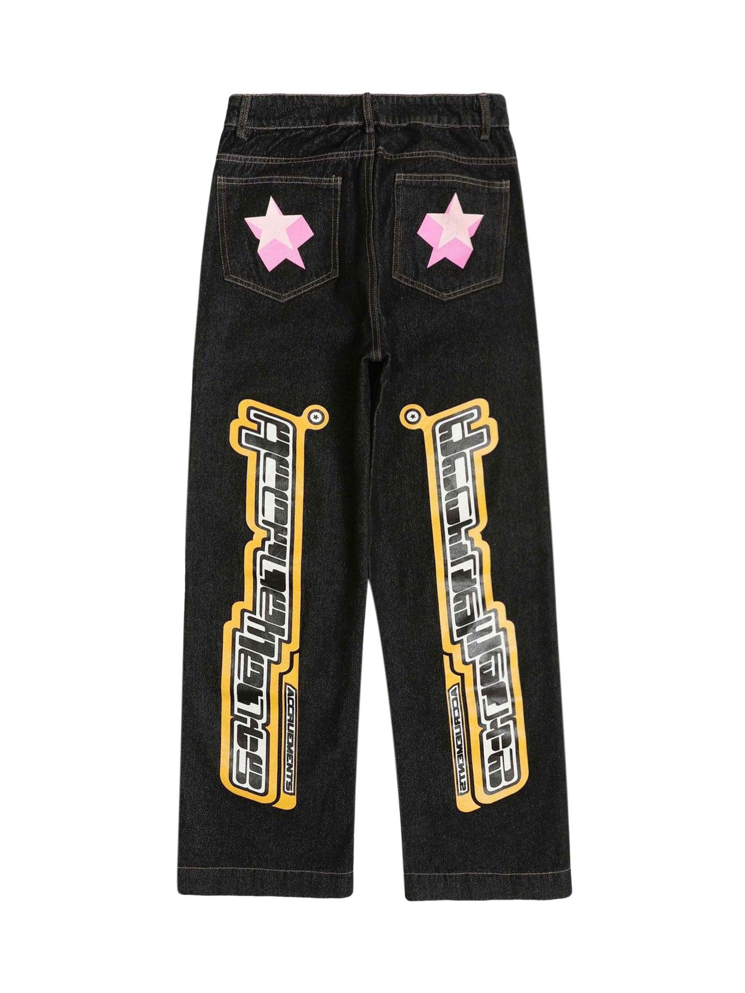 Tntwear Star Letter Print Jeans - 1594 - tntwear1