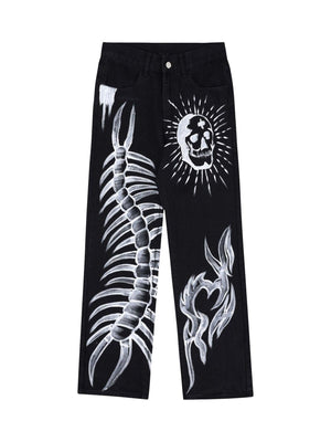 Tntwear Skull Centipede Print Casual Pants - tntwear1