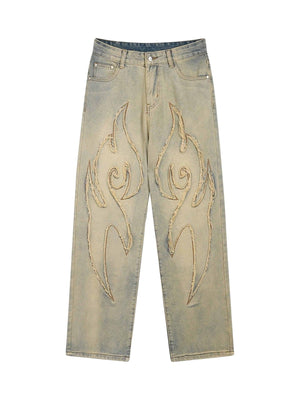 Tntwear American Embroidered Straight-leg Jeans - 1651 - tntwear1