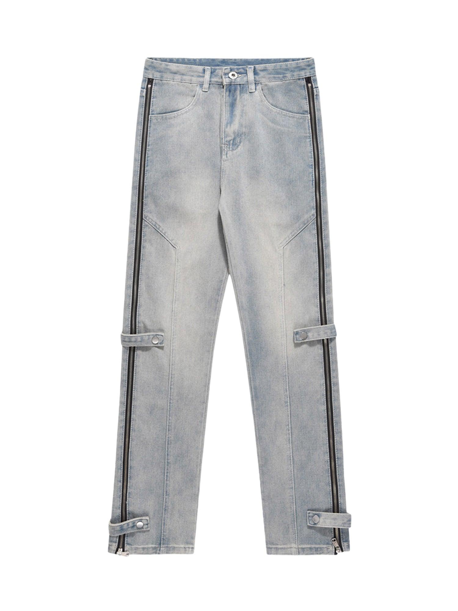 Tntwear High Street Hip-hop Zipper Straight Jeans - tntwear1