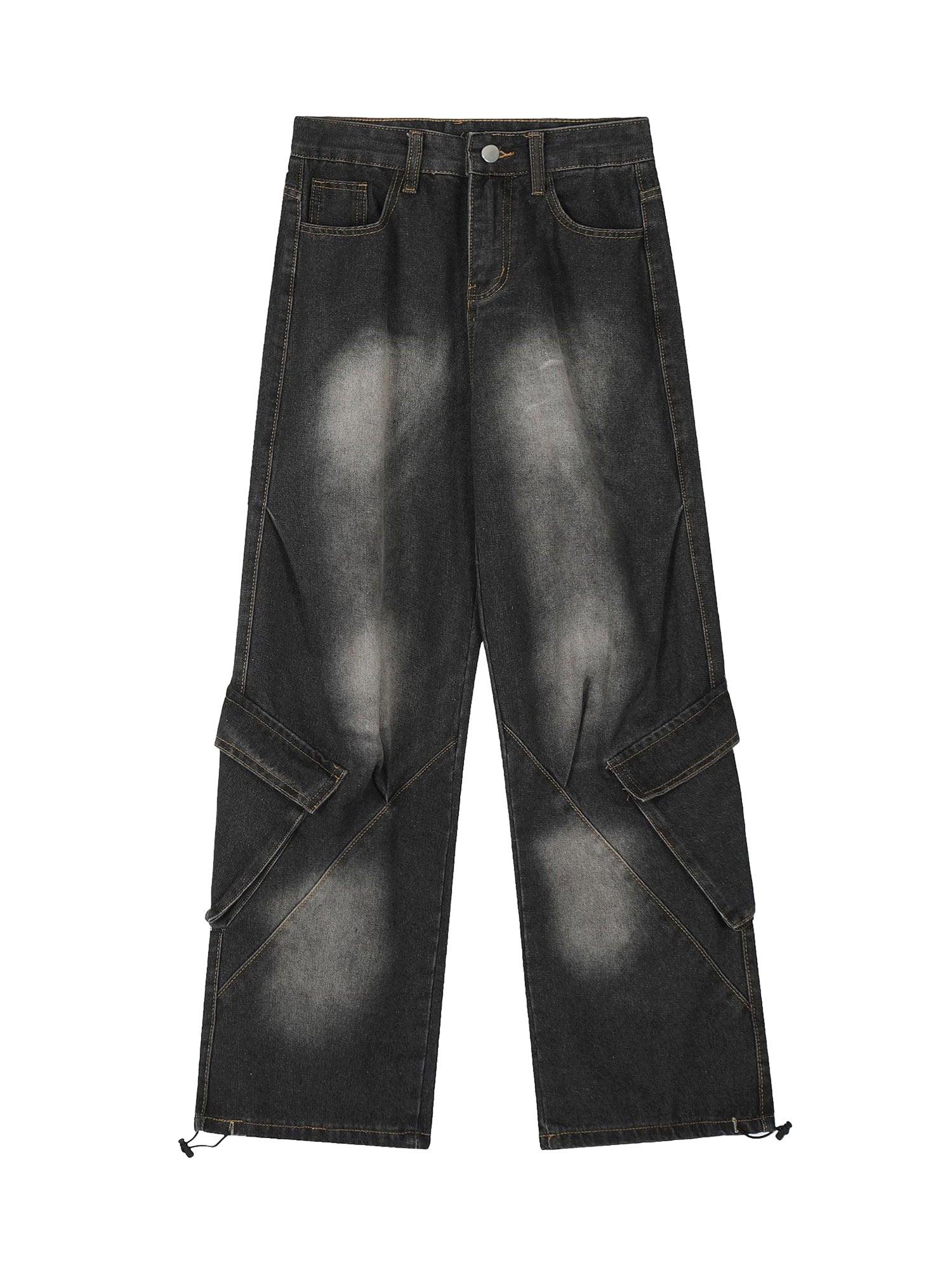 Tntwear Washed Distressed Workwear Hip-Hop Jeans - tntwear1