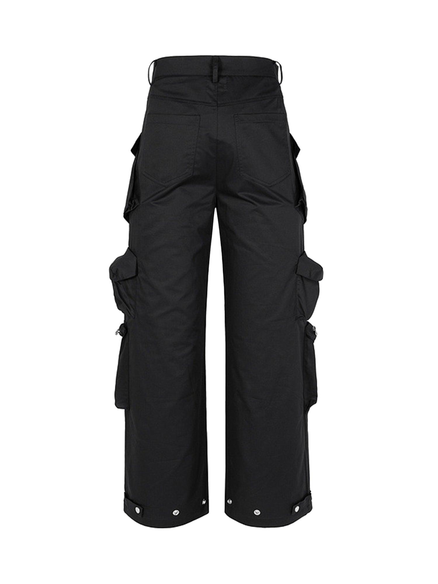 Multi-Pocket Casual Workwear Wide Leg Pants - 1643 - tntwear1