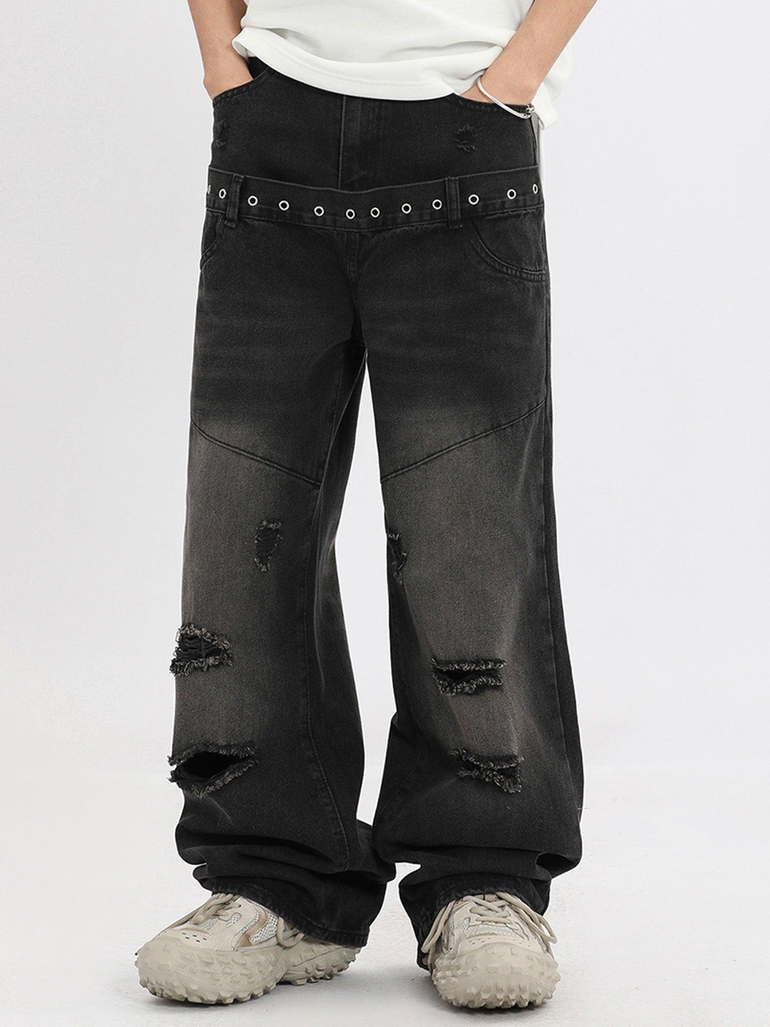 Vintage Washed Distressed Jeans - tntwear1