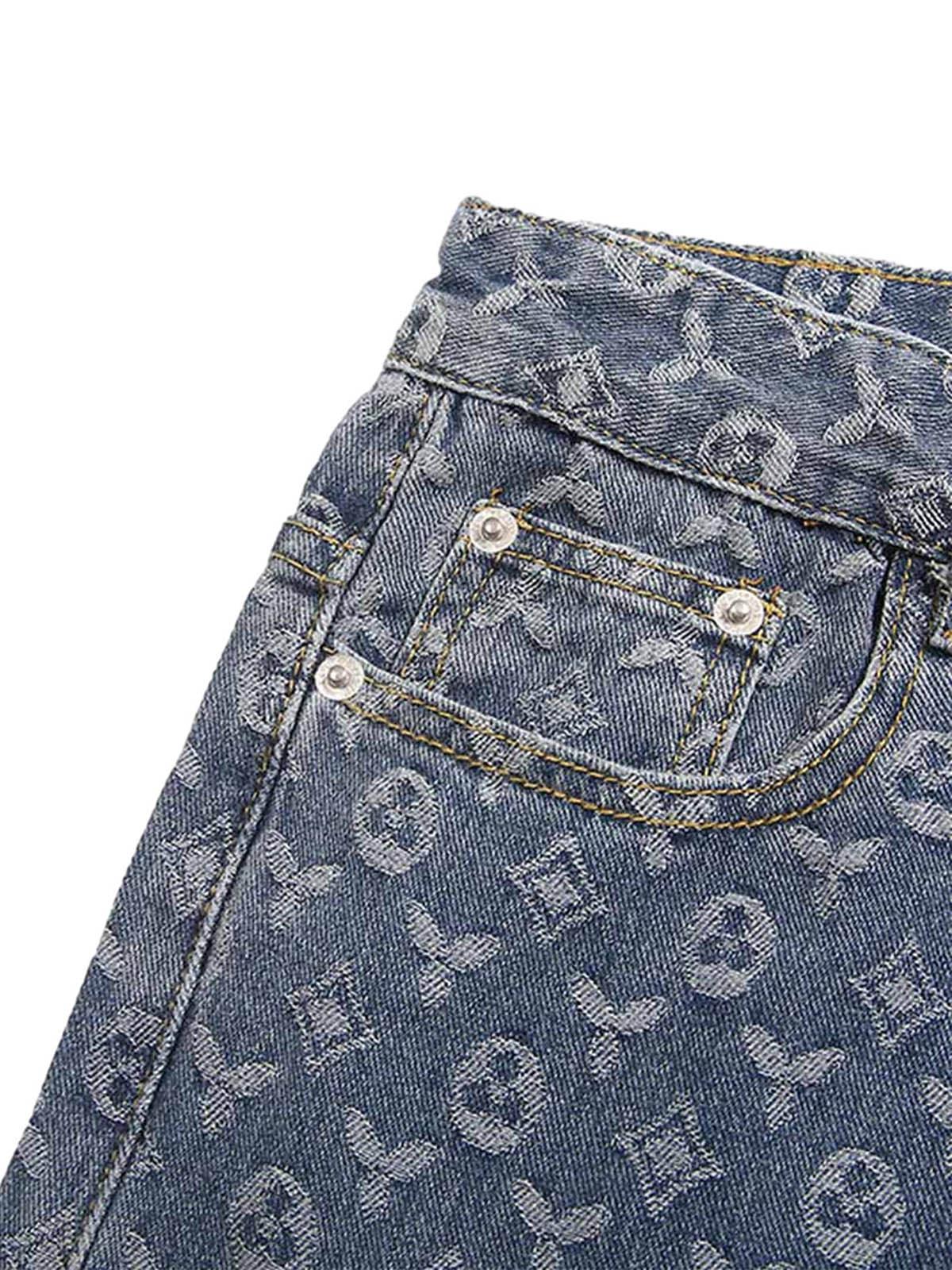 Tntwear Jacquard Baggy Denim Jeans-1532 - tntwear1