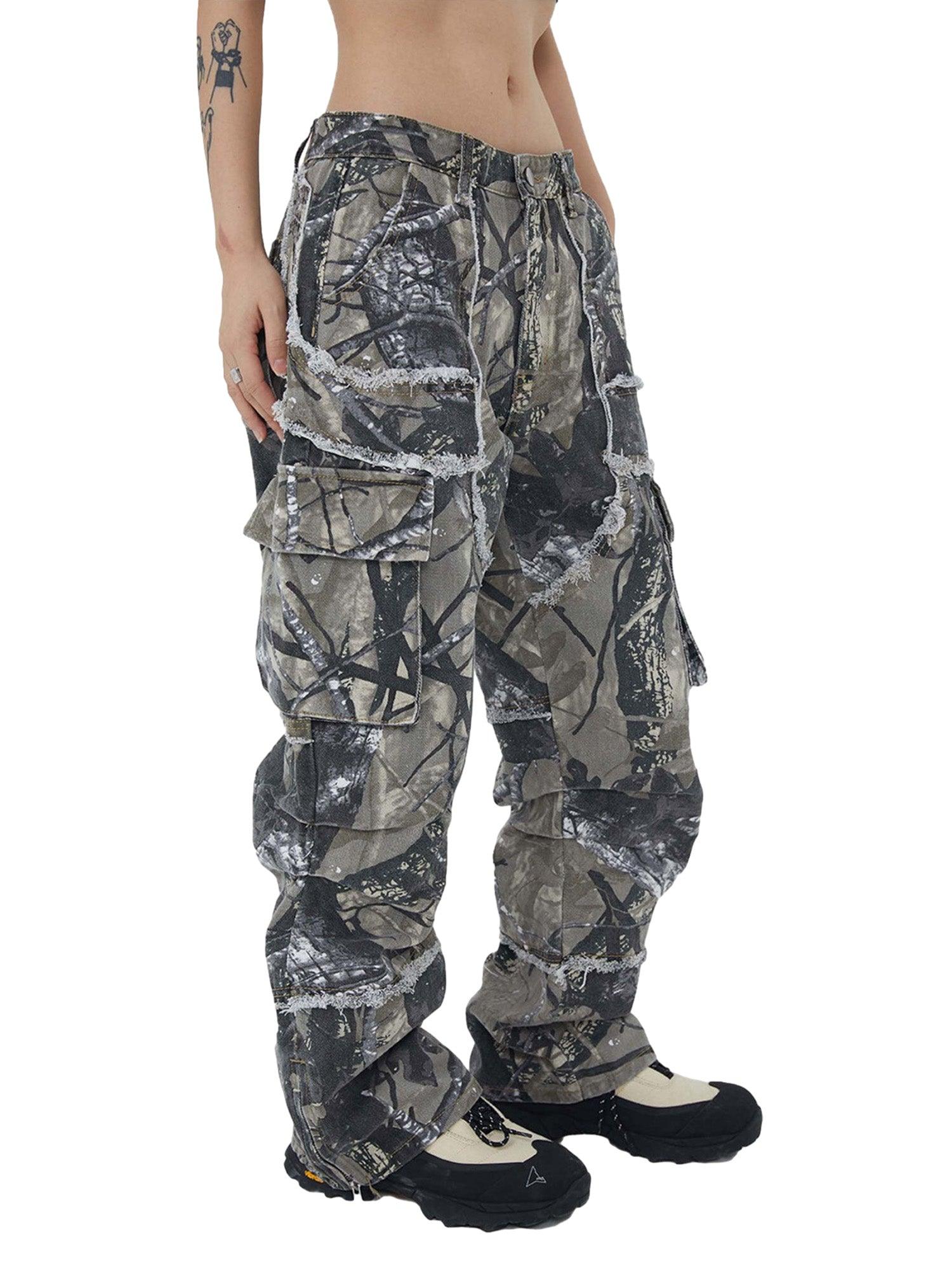 Tntwear Camouflage Leaf Straight Leg Pants- 1870 - tntwear1