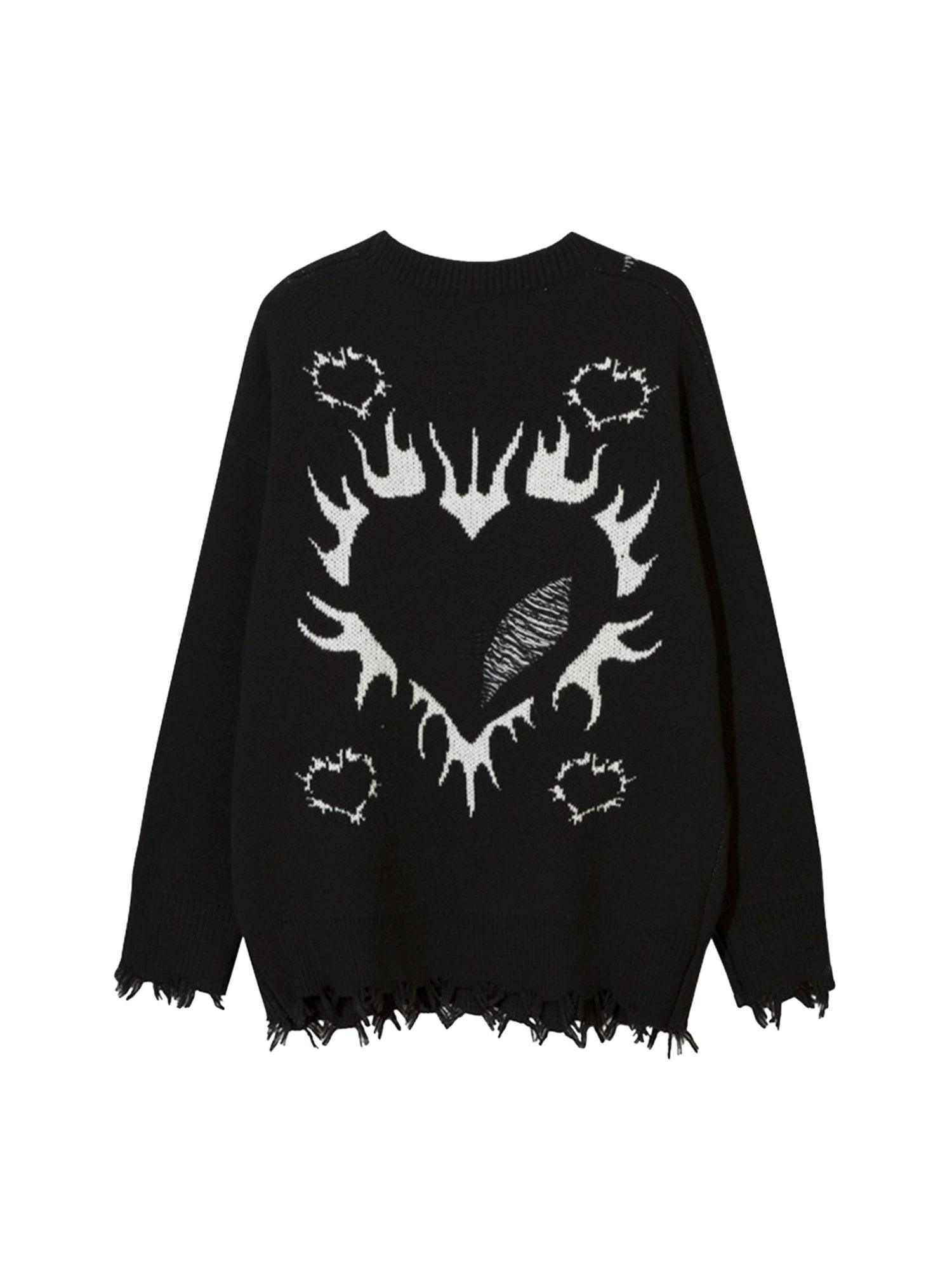 Tntwear Creative Flame Heart Sweater - tntwear1