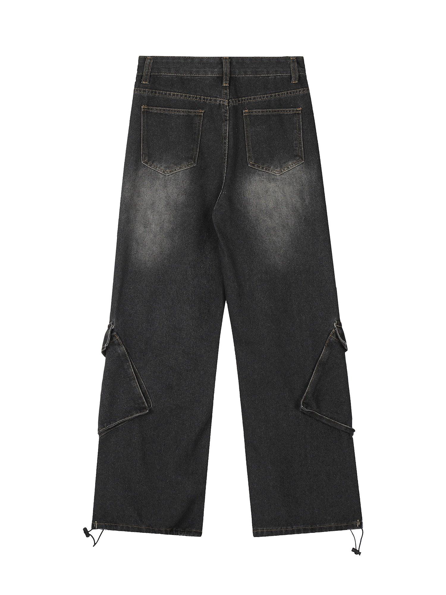 Tntwear Washed Distressed Workwear Hip-Hop Jeans - tntwear1