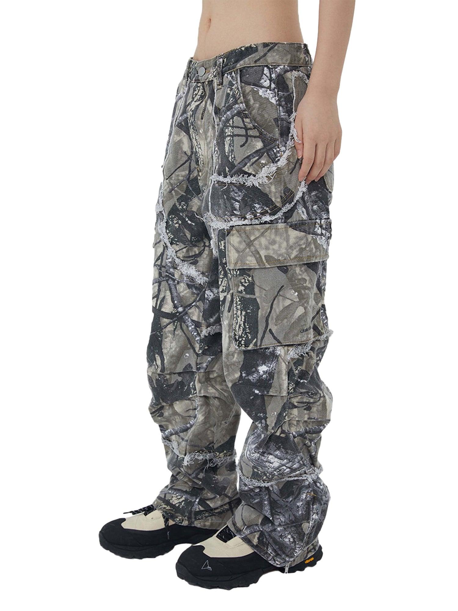 Tntwear Camouflage Leaf Straight Leg Pants- 1870 - tntwear1