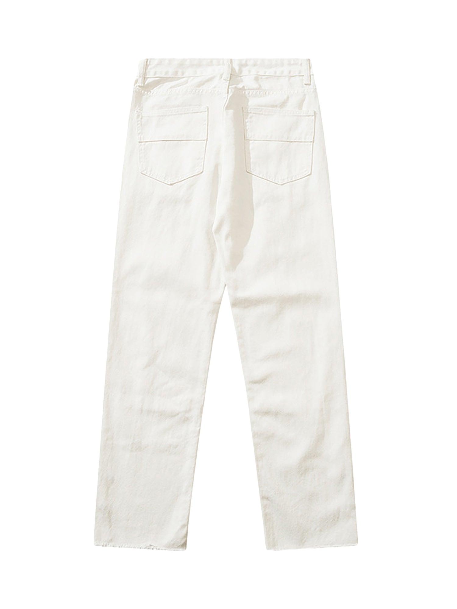 The Supermade Graffiti Print White Straight Jeans -1184 - tntwear1