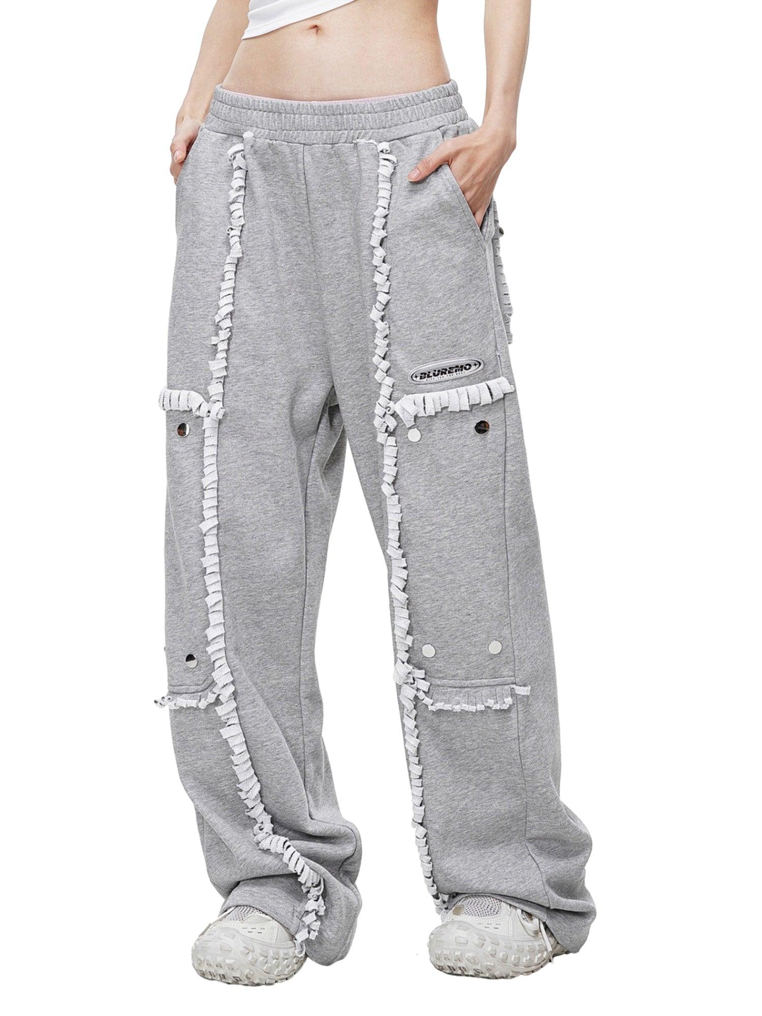 Tntwear High Street Spliced Button Patchwork Pants