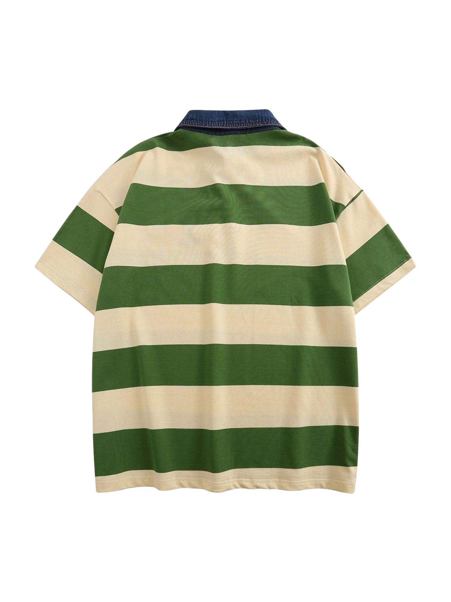 Tntwear Vintage Color Striped Polo Shirt - tntwear1