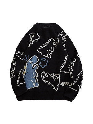 Tntwear Cartoon Dinosaur Printed Sweater - 1004 - tntwear1