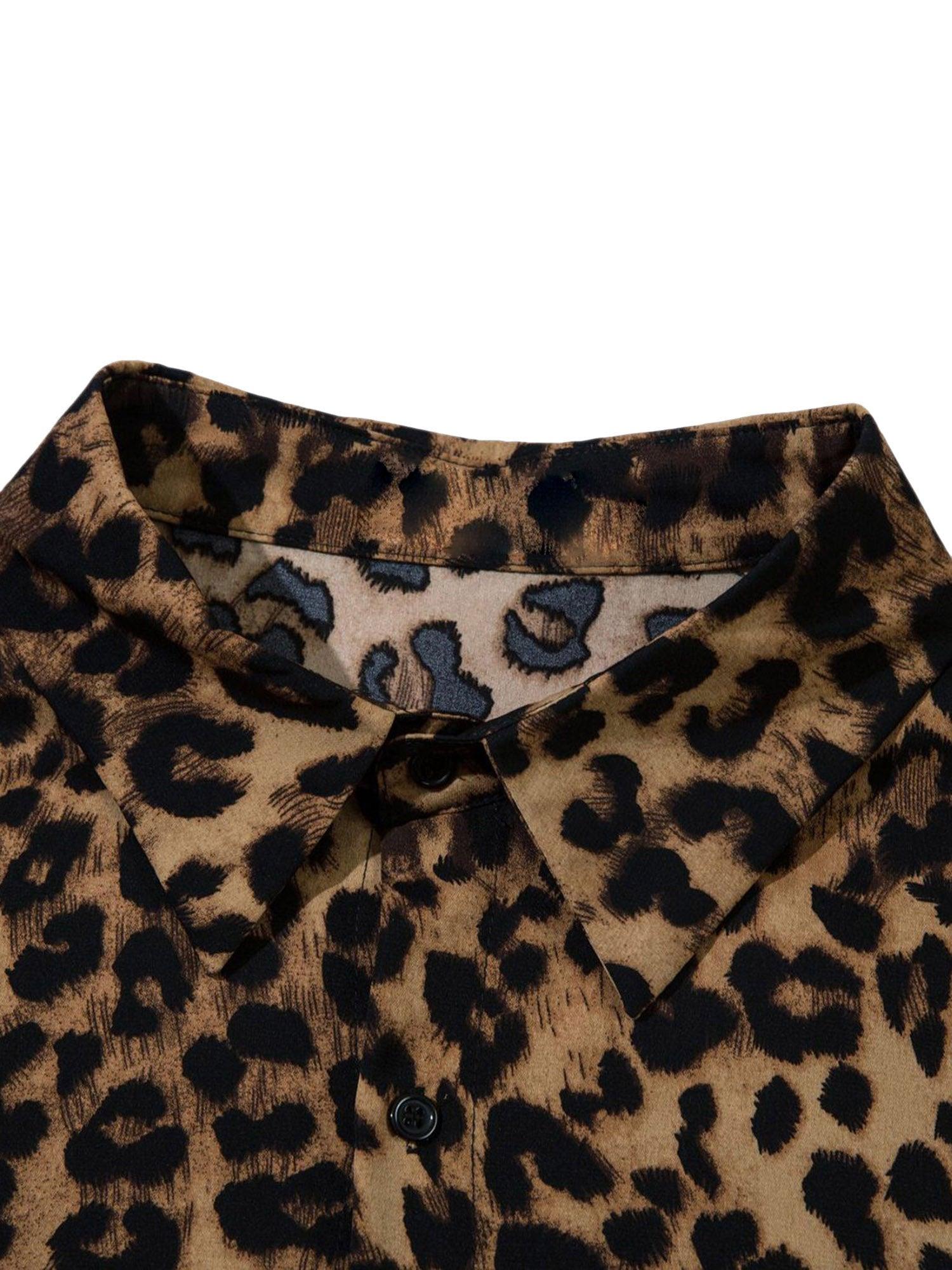 Vintage Wild Leopard Print Button-Up Shirt - 2017