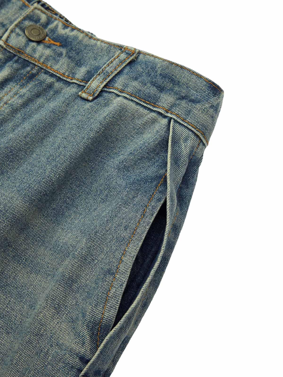 Tntwear American Retro Contrast Washed Jeans - tntwear1