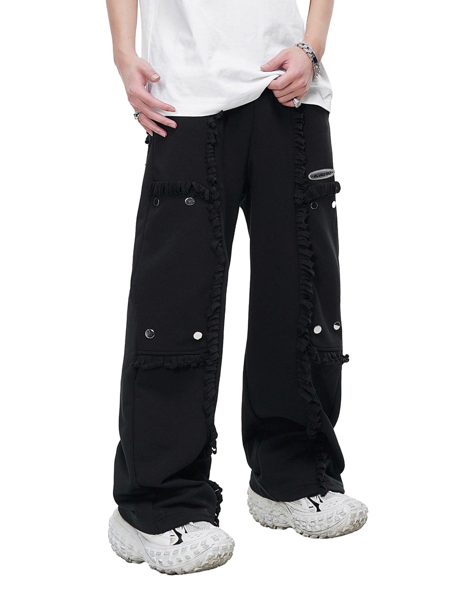 Tntwear High Street Spliced Button Patchwork Pants