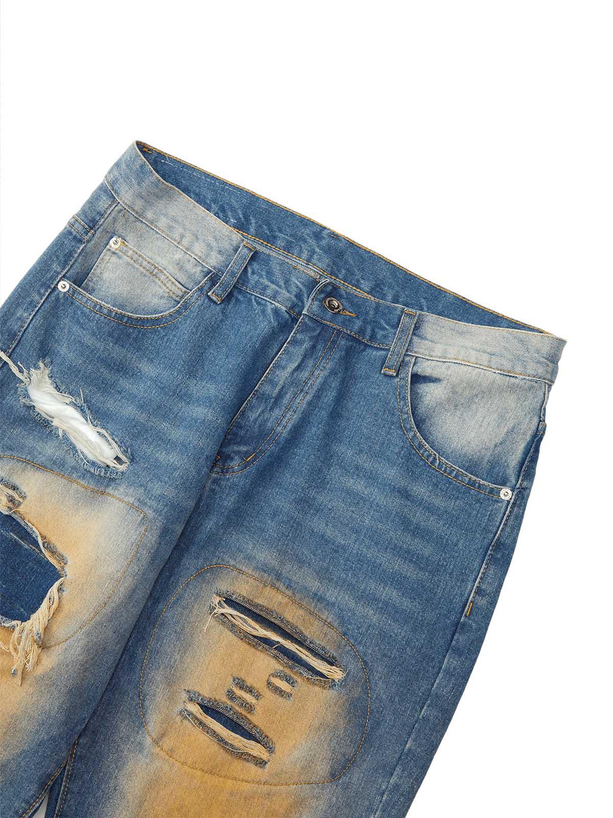 Tntwear High Street Washed Spray Paint Ripped Jeans - tntwear1