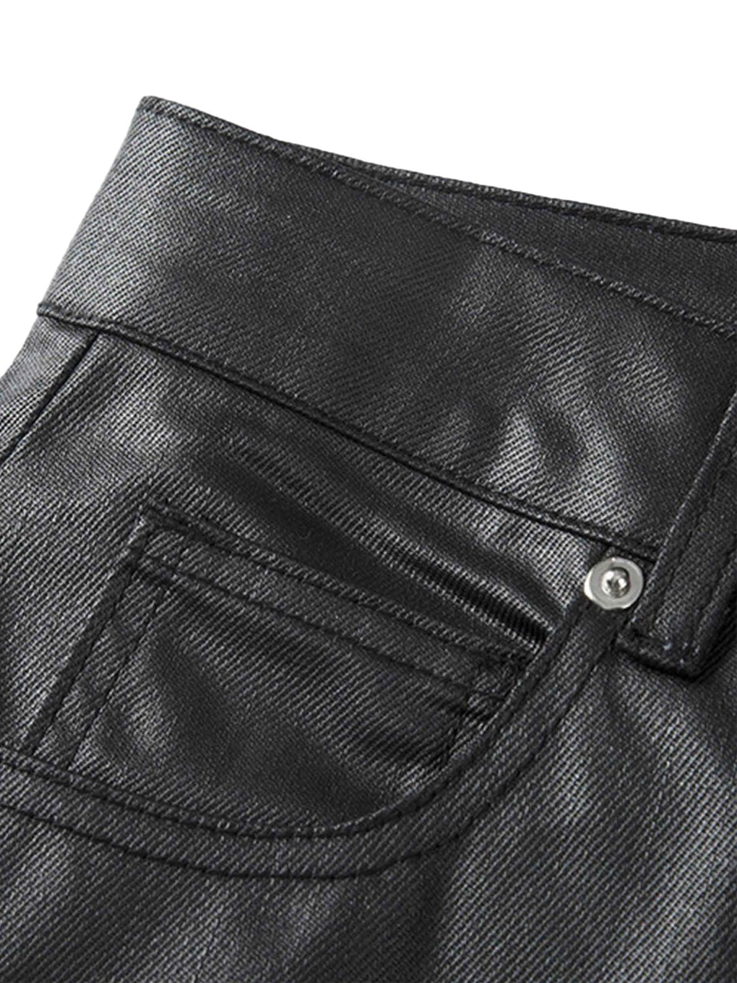 Tntwear Retro Zipper Pocket Slim Straight Pants - tntwear1