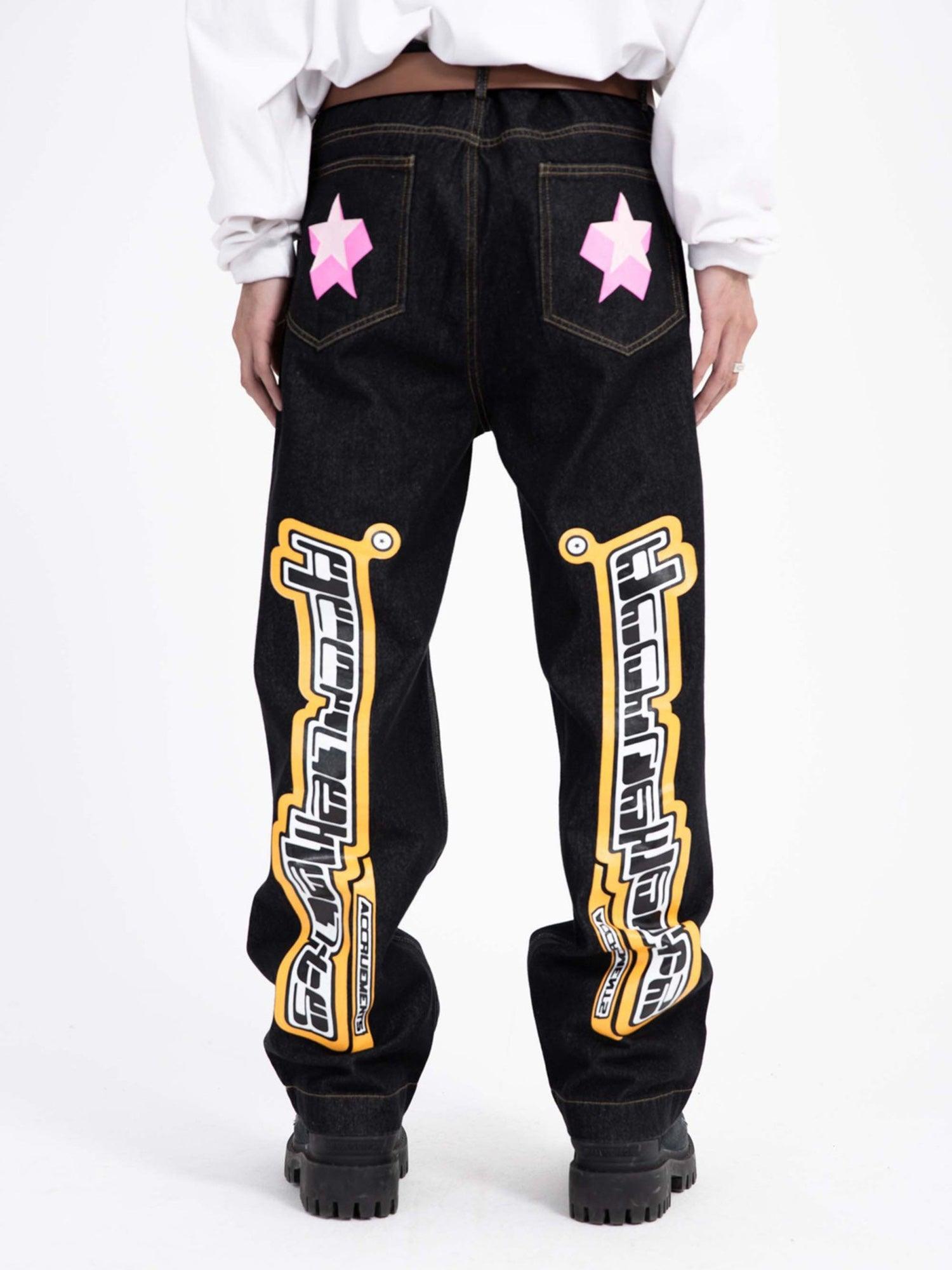 Tntwear Star Letter Print Jeans - 1594 - tntwear1