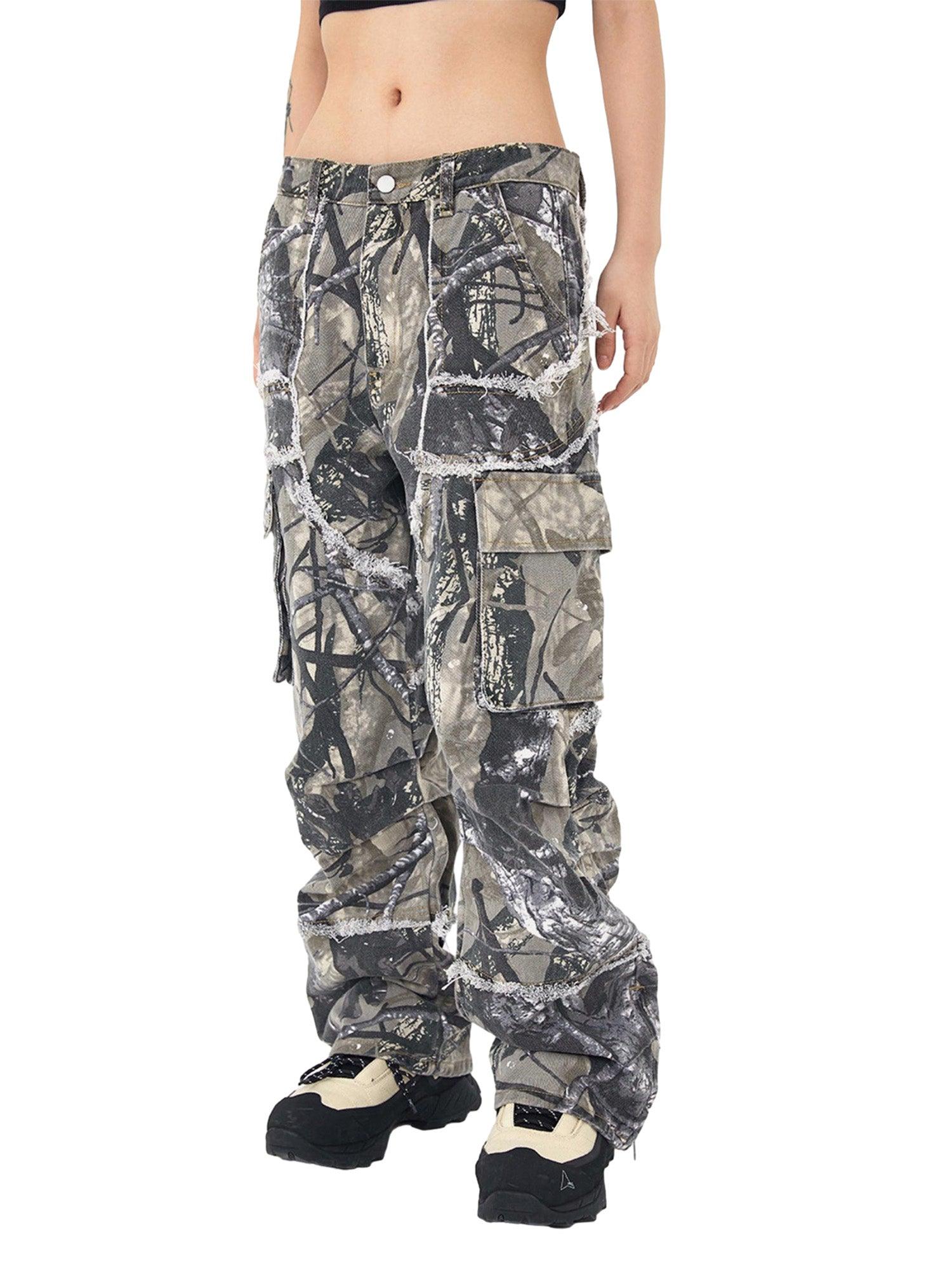 Tntwear Camouflage Leaf Straight Leg Pants- 1870 - tntwear1