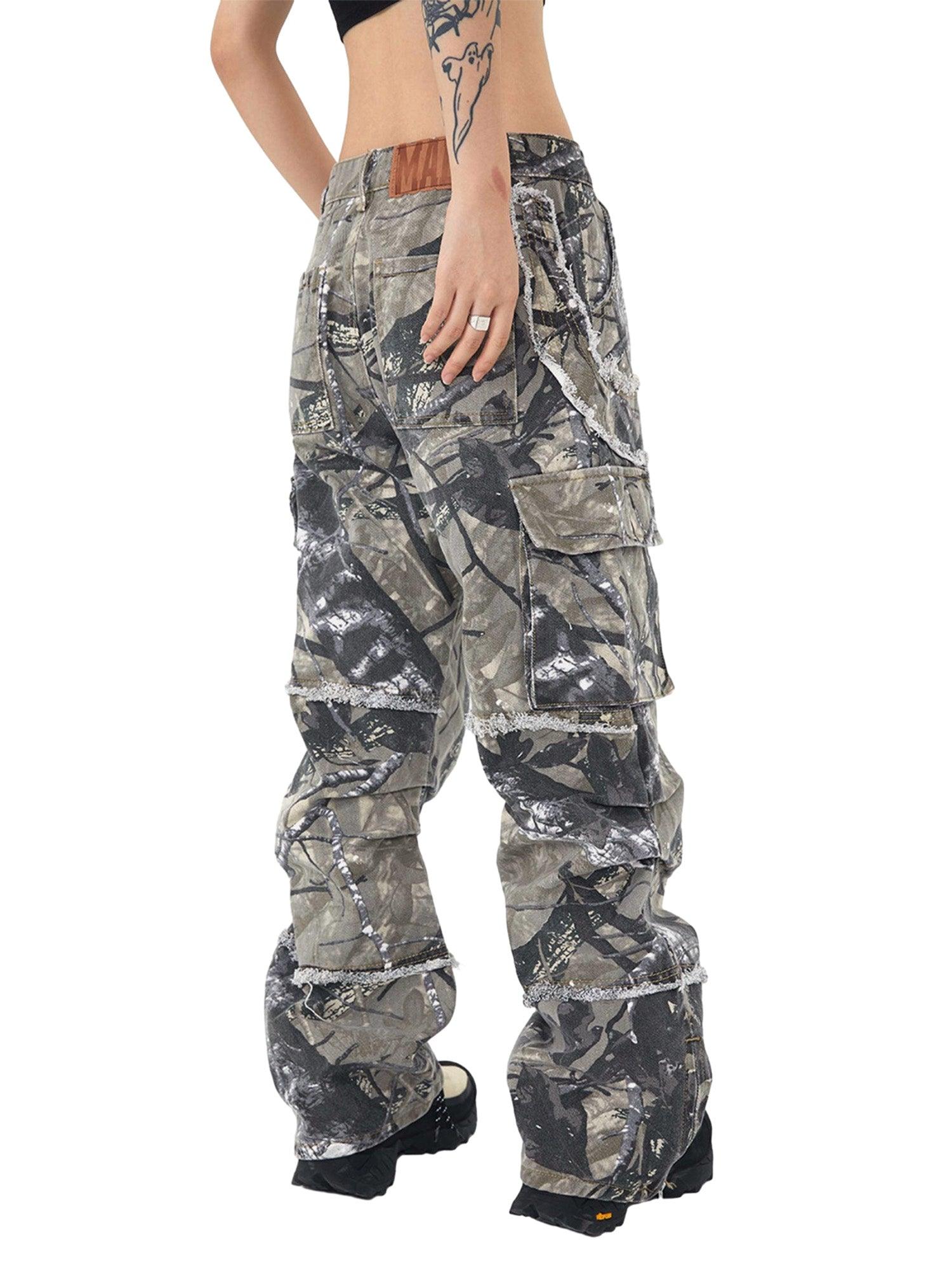 Tntwear Camouflage Leaf Straight Leg Pants- 1870 - tntwear1