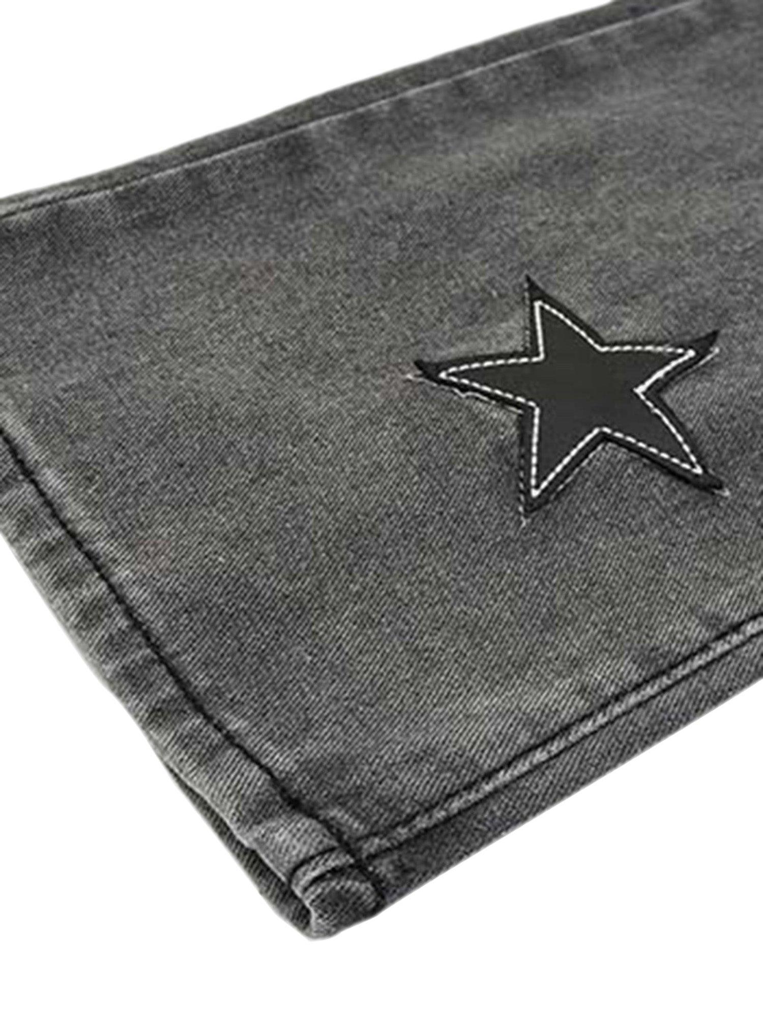 Tntwear Star Patch Embroidery Jeans - tntwear1