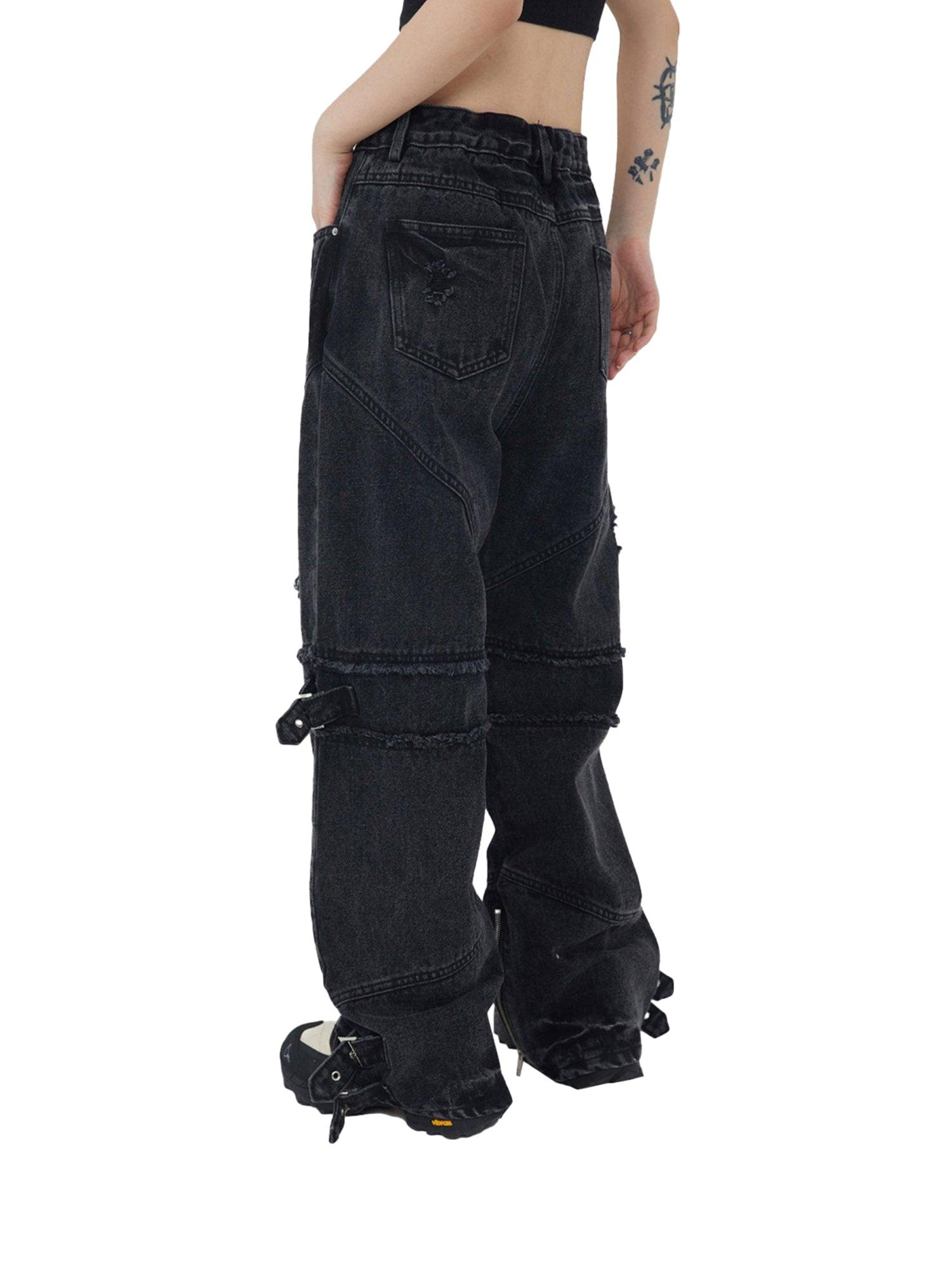 Hip-hop Retro Wash Old Punk Denim Pants-1456 - tntwear1