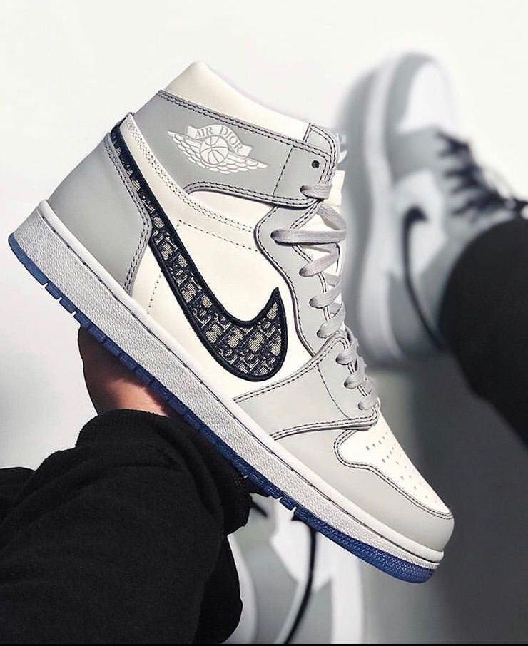 Custom Dior x Air Jordan 1 High OG "Grey"AJ1 High Q - tntwear1