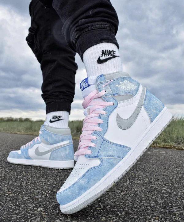 Custom Blue White Jordan 1 High Q ( Customs And Box ), Jordan 1 Sneakers Active - tntwear1