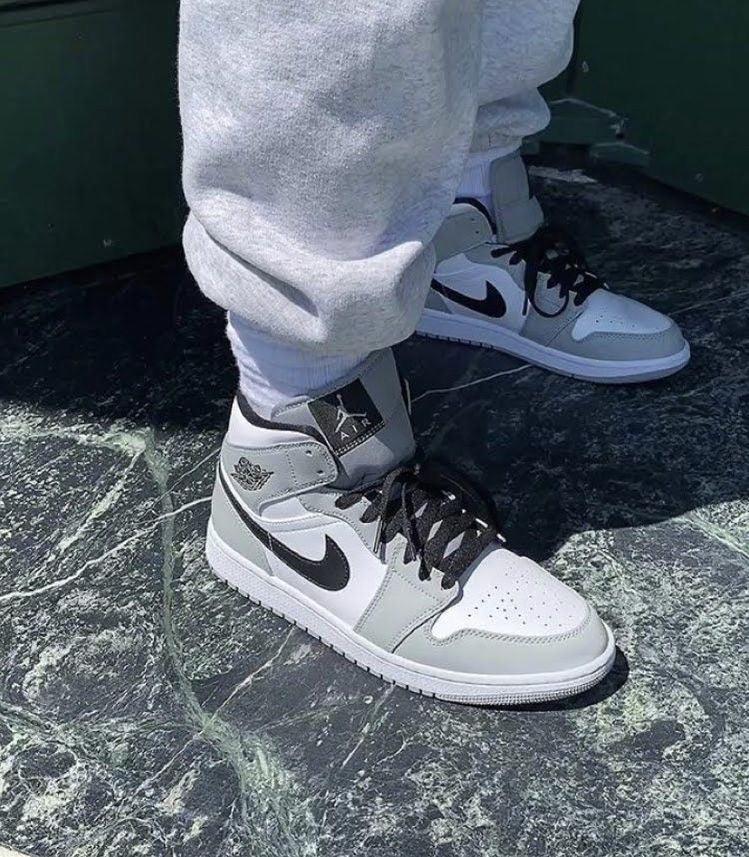 Custom Jordan 1 Mid Light Smoke Grey High Q - tntwear1