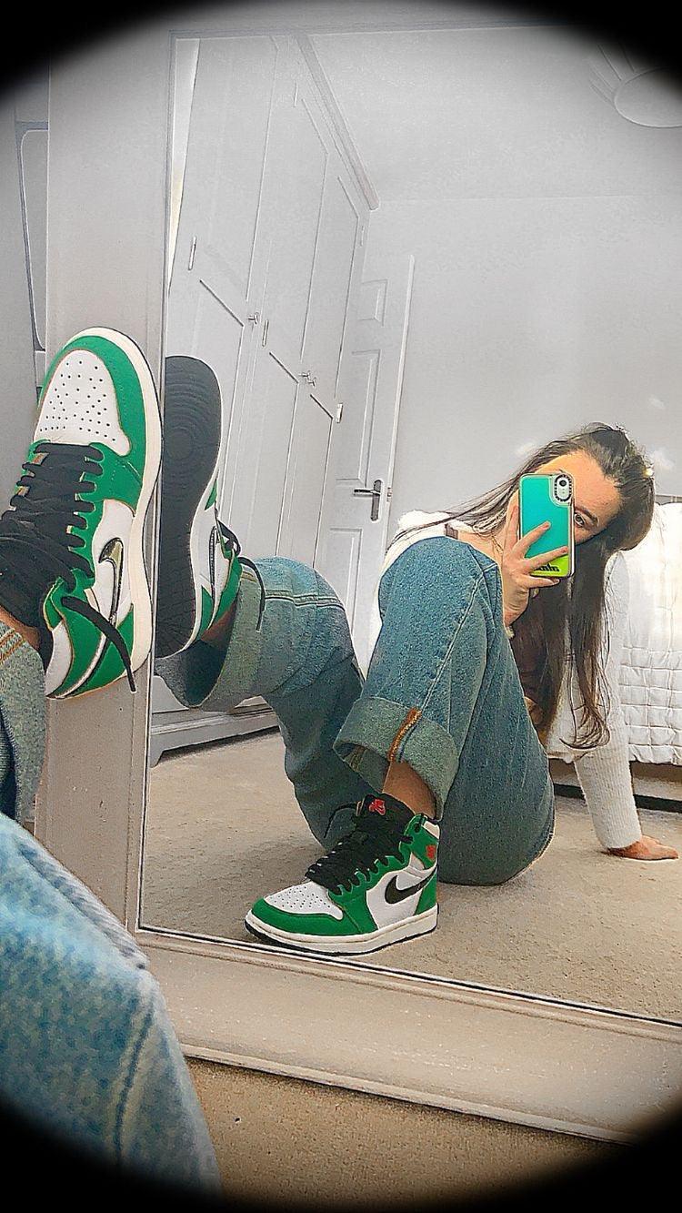 Custom GREEN Jordan 1 High Q ( Customs And Box ), Jordan 1 Sneakers Active - tntwear1