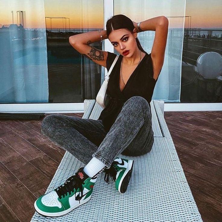 Custom GREEN Jordan 1 High Q ( Customs And Box ), Jordan 1 Sneakers Active - tntwear1