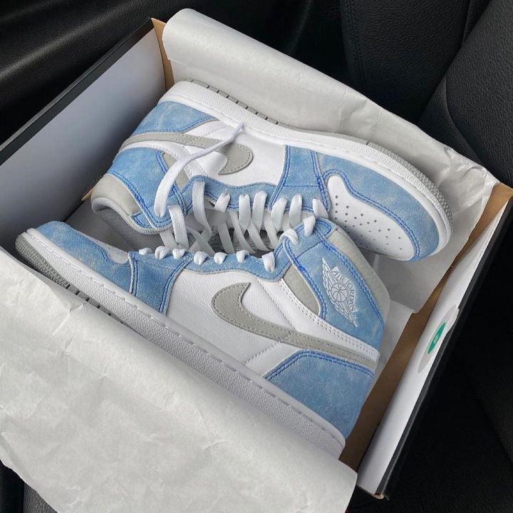 Custom Blue White Jordan 1 High Q ( Customs And Box ), Jordan 1 Sneakers Active - tntwear1