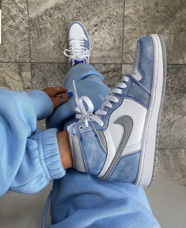 Custom Blue White Jordan 1 High Q ( Customs And Box ), Jordan 1 Sneakers Active - tntwear1