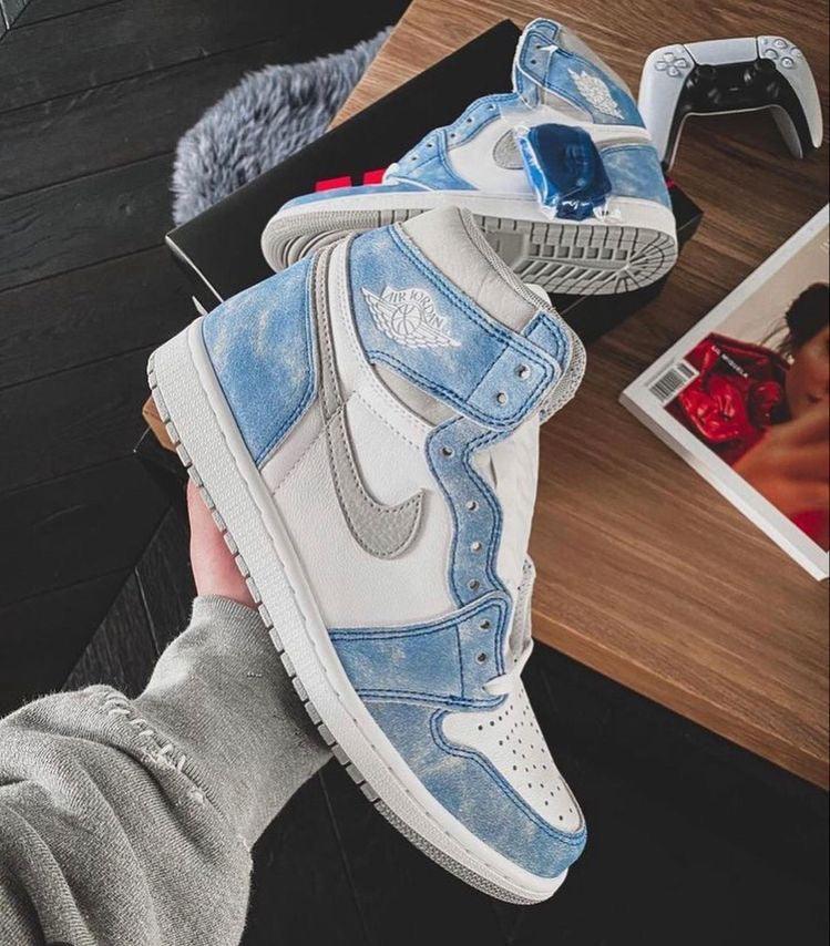 Custom Blue White Jordan 1 High Q ( Customs And Box ), Jordan 1 Sneakers Active - tntwear1