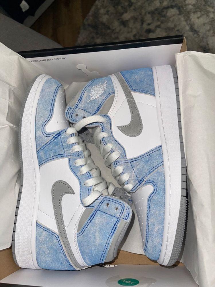 Custom Blue White Jordan 1 High Q ( Customs And Box ), Jordan 1 Sneakers Active - tntwear1